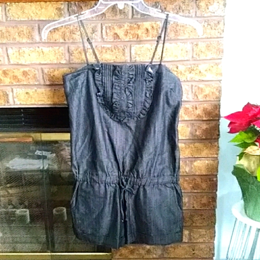 579 soft black denim romper